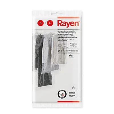 Afbeelding van Rayen Mot en stofdichte kledingtassen Kasthoes Bescherm je kleding Pak van 6 stuks Maat S (3u): 65x100cm L 65x150cm
