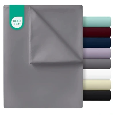 Afbeelding van Utopia Bedding Bedlaken voor tweepersoonsbed (225 x 255 cm, grijs) zachte geborstelde microvezelstof, bed 135 190 cm