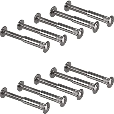Afbeelding van Gedotec 50 stuks meubelschroeven M6 dopschroeven connector vernikkeld staal houtdikte 65 76 mm meubelconnector kruiskop PZ2 en platte lemmet schroeven + dopmoer
