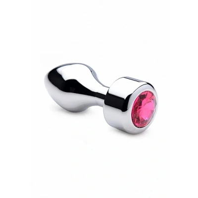 Afbeelding van Aluminium Buttplug met Roze Steen Large