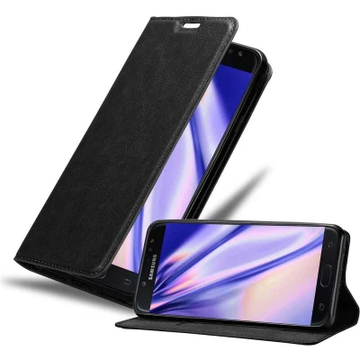 Afbeelding van Cadorabo Hoesje geschikt voor Samsung Galaxy J7 2018 in ZWARTE NACHT Beschermhoes met magnetische sluiting, standfunctie en kaartvakje Book Case Cover Etui