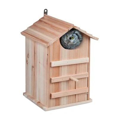 Afbeelding van uilenkast kleine uilen nestkast uil invliegopening 9,5 x cm dennenhout