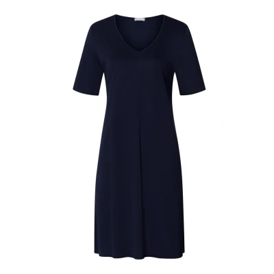 Afbeelding van Hanro dames Nachthemd met V hals in de kleur Donkerblauw, maat: XL