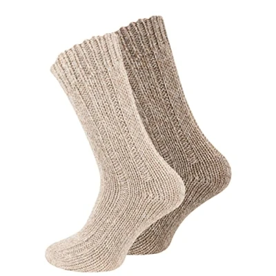 Afbeelding van Unisex paar gebreide Noorse sokken, Beige