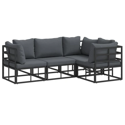 Afbeelding van vidaXL Ensemble de canapé jardin 4 pcs Noir 213 x 143 71 cm