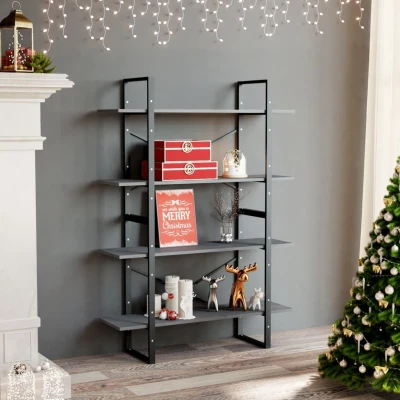 Afbeelding van Boekenkast met 4 schappen 100x30x140 cm grenenhout grijs