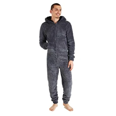 Afbeelding van CityComfort Overall pyjama voor heren, onesie eendelig, warm, van fleece, maten M 3XL, Donkergrijs