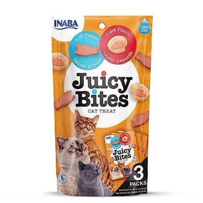 Afbeelding van Inaba Juicy Bites Kattensnack Vis Mosselen 3x10 g