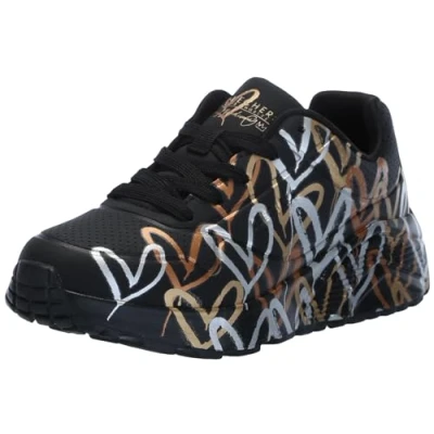 Afbeelding van Skechers Uno Lite Metallic Love Meisjes Sneakers Zwart/Goud Maat 28