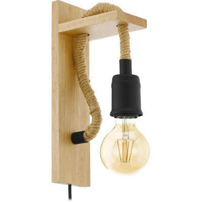 Afbeelding van EGLO Rampside Wandlamp 1 lichts E27 Zwart Bruin