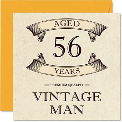 Afbeelding van Vintage verjaardagskaarten voor mannen, 56 jaar, grappige verjaardagskaart collega, vader, echtgenoot, vriend, oom, broer, 145 mm x mm,