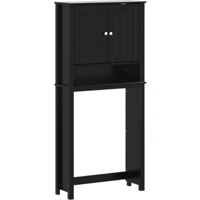 Afbeelding van Wasmachinekast BERG 76x27x164,5 cm massief hout zwart