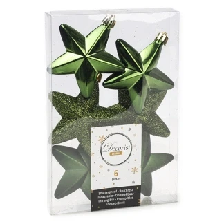 Afbeelding van Kerst ornamenten Sterren 6 stuks (Groen)