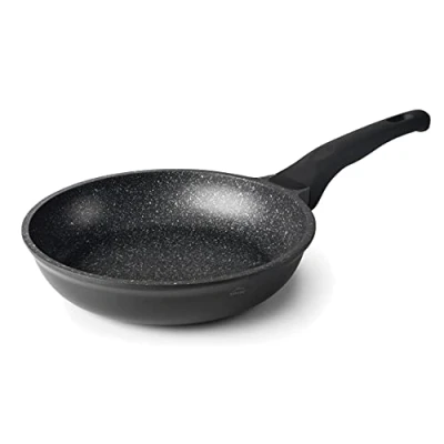 Afbeelding van LACOR Eco Pierre, drielaagse pan met antiaanbaklaag, gegoten aluminium, ergonomische handgreep, geschikt voor inductie en alle soorten keukens, Ø 18 cm, milieuvriendelijk PFOA vrij, zwart, cm