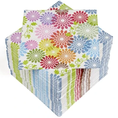 Afbeelding van HEKU Set van 100 papieren servetten, 3 laags, 33 x cm, Flower Power, absorberend en praktisch, ideaal voor speciale gelegenheden