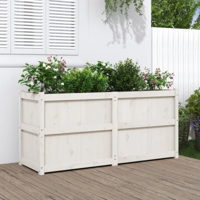 Afbeelding van Plantenbak 150x50x70 cm massief grenenhout wit
