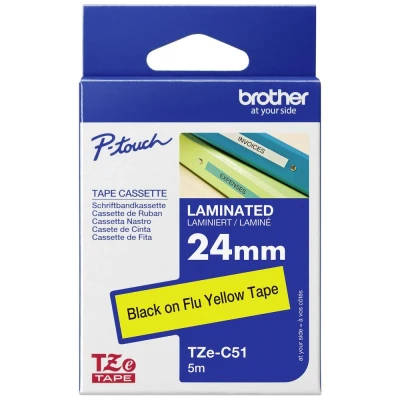 Afbeelding van Brother TZe C51 Tape Zwart op geel (24 mm)