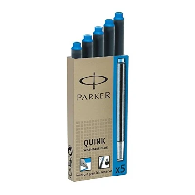Afbeelding van Parker Quink Ink blauwe inktpatronen, wasbaar, 20 (4 x 5)