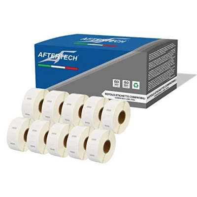 Afbeelding van Aftertech 10 x 2525 25 mm compatibele zelfklevende etiketten rollen (750 etiketten/rol = 7500 totaal) voor Dymo LabelWriter Seiko SLP labelprinter S0929124