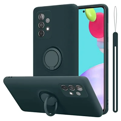 Afbeelding van Cadorabo Hoesje geschikt voor Samsung Galaxy A52 (4G / 5G) A52s in LIQUID GROEN Beschermhoes van flexibel TPU silicone Case Cover met ring