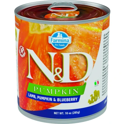 Afbeelding van Farmina N&amp;D Pumpkin Pastete Hundefutter (Nassfutter, mit hochwertigen Vitaminen und naturliche Antioxidantien, ohne Mais, Zutaten: Lamm Blaubeere, Portionsgroße: 285 g)