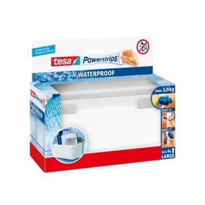 Afbeelding van Tesa shampoo/zeep rekje RVS Badkamer benodigdheden/accessoires Verwijderbare haken Opplak houder scheermes