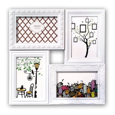 Afbeelding van ZEP Multi Fotolijst Cordoba kunststof wit voor 4 foto&#039;s 10x15 afmeting 31x31 cm HT0446