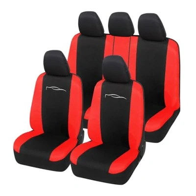 Afbeelding van Auto Accessori Lupex Universele autostoelhoes, model Racing, voor en achter, polykatoen (zwart rood)