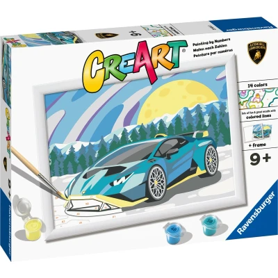 Afbeelding van CreArt Schilderen op Nummer Blue Lamborghini