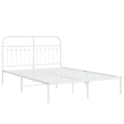 Afbeelding van Bedframe met hoofdbord metaal wit 135x190 cm