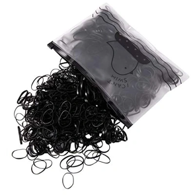 Image de 1000 Pièces Bandes de Caoutchouc Noir,Mini Rubber Bands Soft Elastic Bands,Bandes Noir Tressagepour les Cheveux des Enfants, Petites Dreadlocks,Coiffure Mariage et Plus