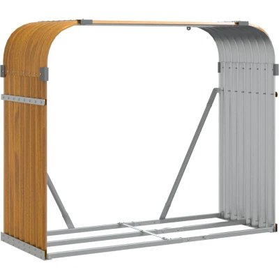 Afbeelding van Haardhoutopslag 120x45x100 cm gegalvaniseerd staal lichtbruin