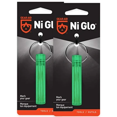 Afbeelding van Gear Aid Ni Glo 2 stuks 5,1 cm lichtgevende sleutelhanger voor kamperen, duiken en nachtvissen, groen