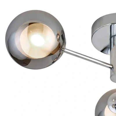 Afbeelding van Oscar plafondlamp, chroom/rookkleurig, glas, 3 lamps, G9