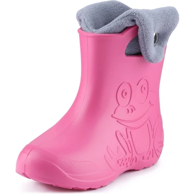Afbeelding van Ladeheid LA CA FrogButton Kinder Regenlaarzen Rubber met Binnenschoen EVA Wasbare Roze/Grijs 34/35