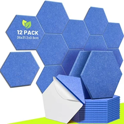 Image de CAHAYA Lot de 12 panneaux acoustiques auto adhésifs 36 x 31,2 cm avec panneau isolant insonorisé rembourré 9 mm d&#039;épaisseur réduction du bruit insonorisants, CY0314 6 Blue