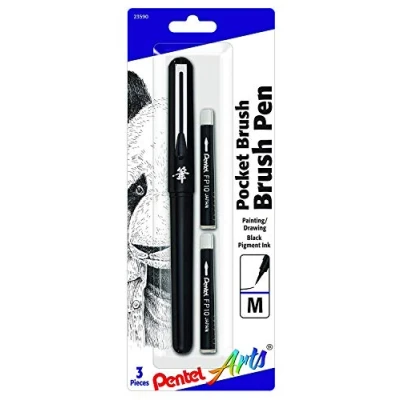 Afbeelding van Pentel Arts Pocket Brush Pen Inclusief 2 zwarte inktvullingen (GFKP3BPA)
