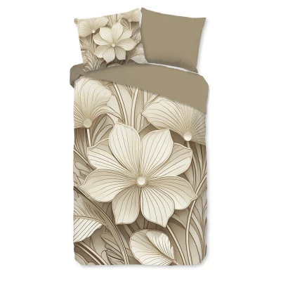 Afbeelding van Good morning Dekbedovertrek Artdeco nr.20118 zand 100% katoen 140x220 + 1 kussensloop 60x70 Beige