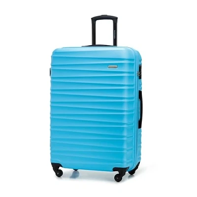 Image de WITTCHEN Valise de voyage Bagage à main cabine rigide ABS 4 roulettes pivotantes Serrure combinaison Poignée télescopique GROOVE Line Taille L Bleu Brussels Airlines/Ryanair/TUI fly Belgium