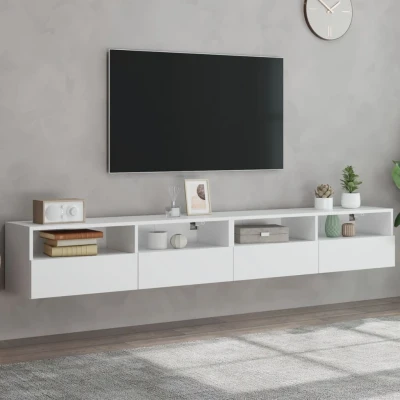Afbeelding van Tv wandmeubels 2 st 100x30x30 cm bewerkt hout wit