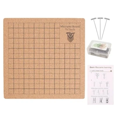 Afbeelding van Hayaww Macramé plank 18 x cm met pinnen, herbruikbaar, draagbaar, dubbelzijdig, handleiding voor het vlechten van armbanden, strikkoorden, sjaals