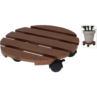 Afbeelding van ProGarden Plantentrolley hout bruin Ø29 cm tot 100 kg