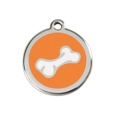Afbeelding van Comic Bone Orange roestvrijstalen hondenpenning medium/gemiddeld dia. 3 cm RedDingo