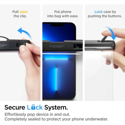 Afbeelding van Spigen Universeel Waterdicht Telefoonhoesje Geschikt Voor Toestellen Tot 6,9 Inch Waterbestendig Hoesje Verwijderbare Polsband En Nekkoord Transparant