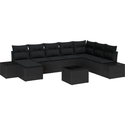 Afbeelding van vidaXL 9 delig Tuin Sofa Set met Kussens Beige Poly Rattan