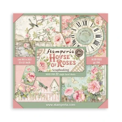 Afbeelding van Stamperia House of Roses 12x12 Inch Paper Pack Maxi Backgrounds Selection (Single face) (SBBXLB23)