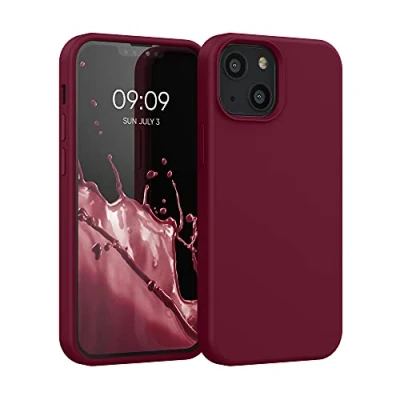 Afbeelding van kwmobile telefoonhoesje geschikt voor Apple iPhone 13 mini Hoesje met siliconen coating Smartphone case in rabarber rood
