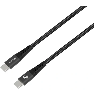 Afbeelding van Mobilize Strong Nylon Cable USB C to 20cm. 100W Black
