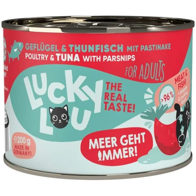 Afbeelding van 6x200g Lucky Lou Adult Gevogelte &amp; Tonijn nat kattenvoer