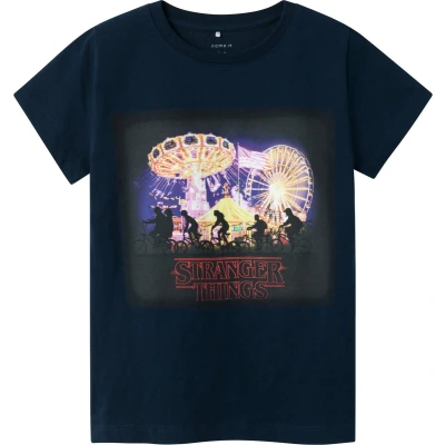 Afbeelding van Name it Nkfdunna Strangerthings Tshirt print voor kinderen, Maat: 122/128, Dark sapphire